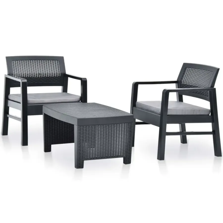 Bistro- & Balkonsets-vidaXL - Tuinset - Antraciet - Kunststof