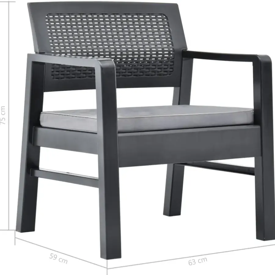Bistro- & Balkonsets-vidaXL - Tuinset - Antraciet - Kunststof