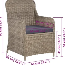 vidaXL - Tuinset - Bruin - Poly rattan