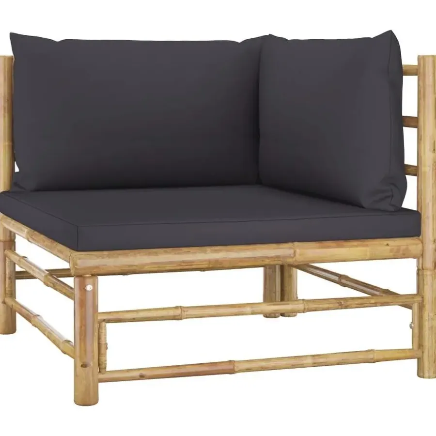 vidaXL - Tuinset - Grijs - Bamboe - 2 stuks - Met kussens