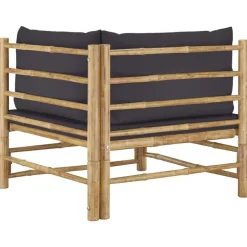 vidaXL - Tuinset - Grijs - Bamboe - 2 stuks - Met kussens
