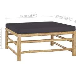 vidaXL - Tuinset - Grijs - Bamboe - 3 stuks - Met kussens