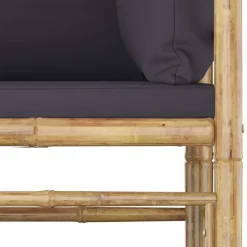 vidaXL - Tuinset - Grijs - Bamboe - 3 stuks - Met kussens