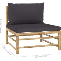 vidaXL - Tuinset - Grijs - Bamboe - 3 stuks - Met kussens