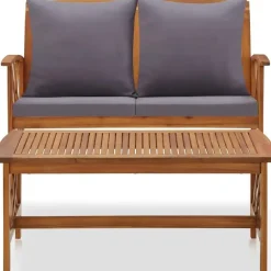 Tuinbanken-vidaXL - Tuinset - Grijs - Hout