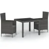 Bistro- & Balkonsets-vidaXL - Tuinset - Grijs - Poly rattan - 3 stuks - Met kussens