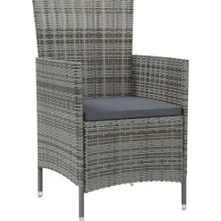 Bistro- & Balkonsets-vidaXL - Tuinset - Grijs - Poly rattan - 3 stuks - Met kussens