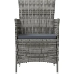 Bistro- & Balkonsets-vidaXL - Tuinset - Grijs - Poly rattan - 3 stuks - Met kussens