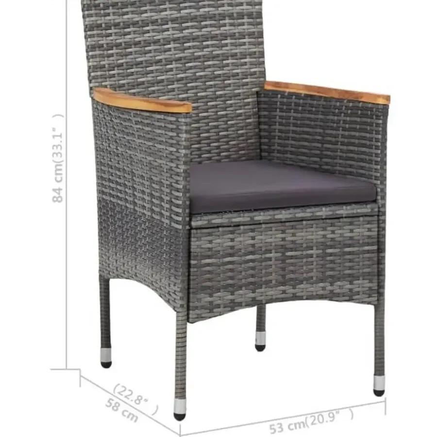 Bistro- & Balkonsets-vidaXL - Tuinset - Grijs - Poly rattan