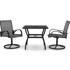 Bistro- & Balkonsets-vidaXL - Tuinset - Grijs - Staal - 80 cm tafellengte