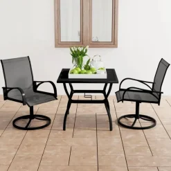 Bistro- & Balkonsets-vidaXL - Tuinset - Grijs - Staal - 80 cm tafellengte