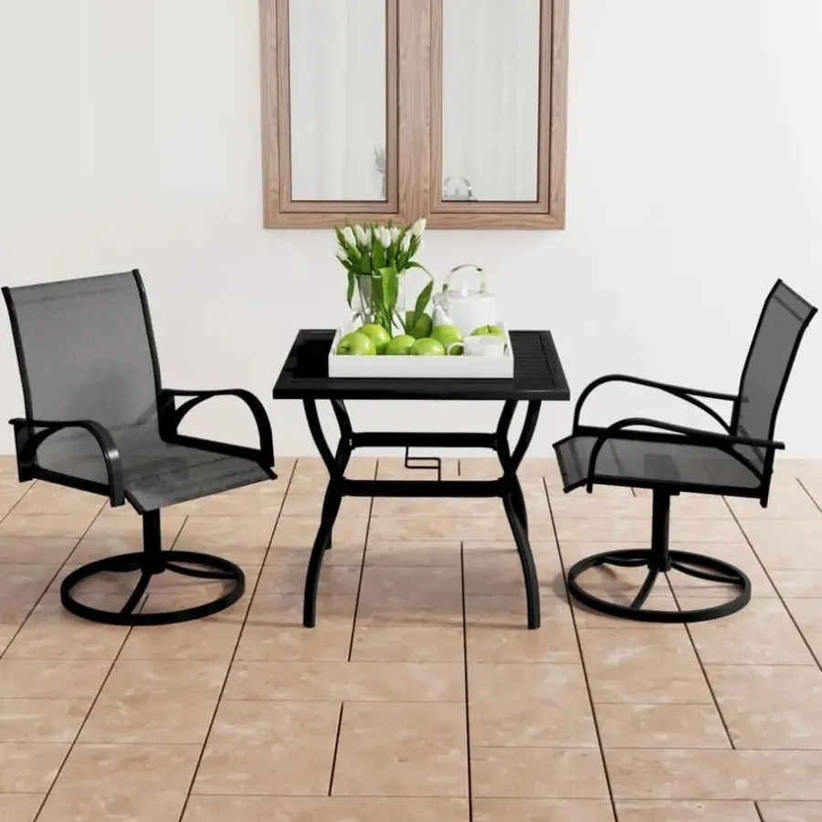 Bistro- & Balkonsets-vidaXL - Tuinset - Grijs - Staal - 80 cm tafellengte