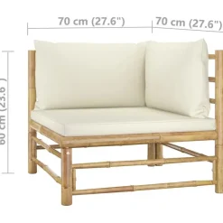 Loungesets-vidaXL - Tuinset - Wit - Bamboe - 6 stuks Met kussens