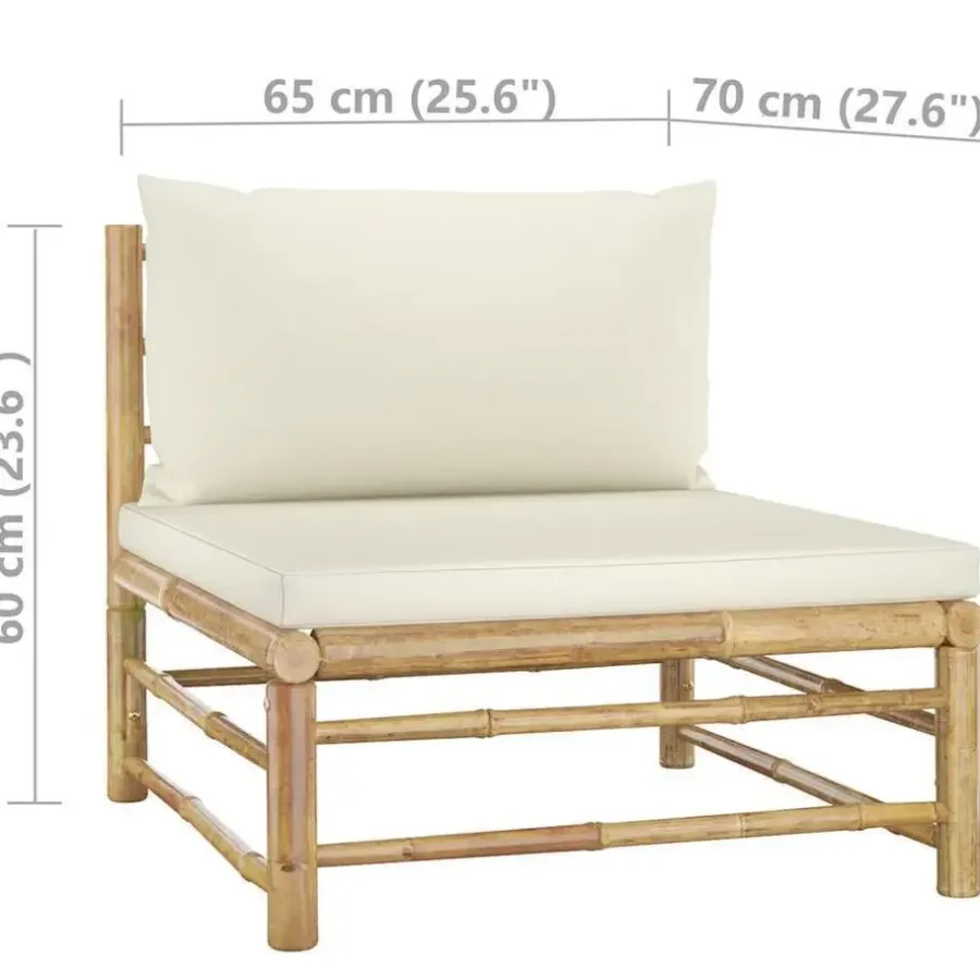 Loungesets-vidaXL - Tuinset - Wit - Bamboe - 6 stuks Met kussens