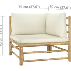 vidaXL - Tuinset - Wit - Bamboe - 4 stuks - Met kussens