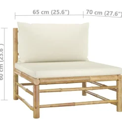 vidaXL - Tuinset - Wit - Bamboe - 4 stuks - Met kussens