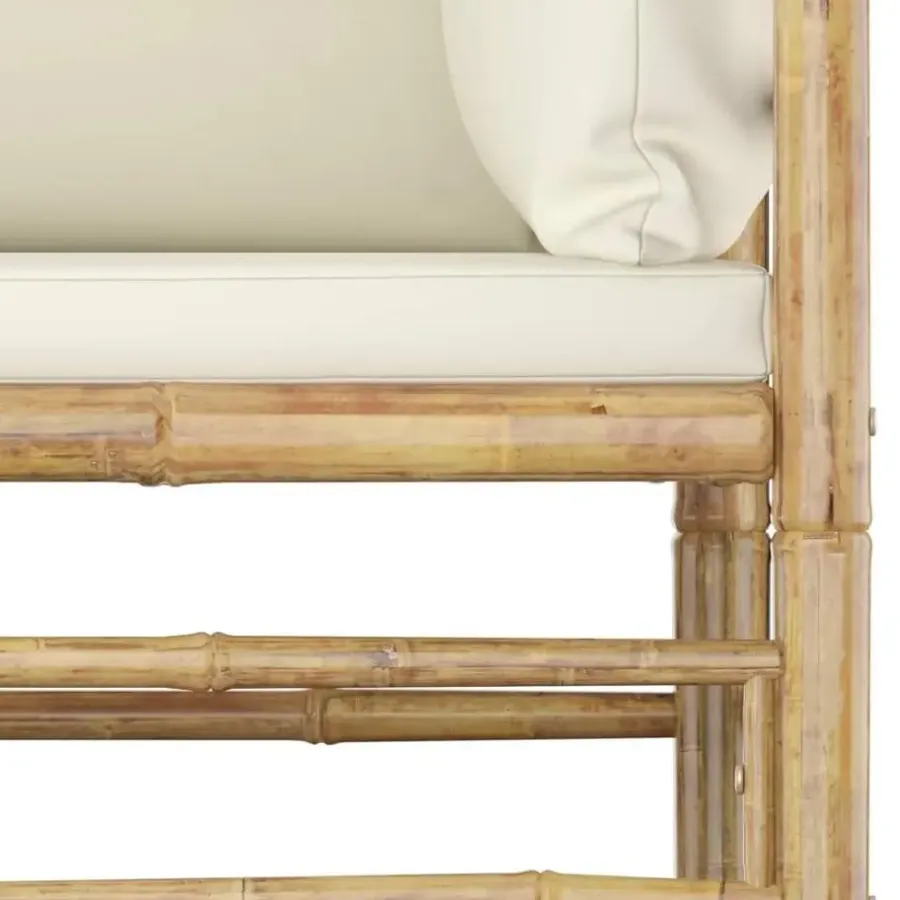 vidaXL - Tuinset - Wit - Bamboe - 4 stuks - Met kussens