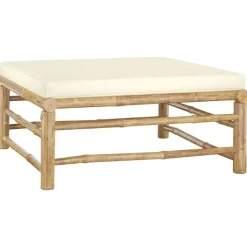 vidaXL - Tuinset - Wit - Bamboe - 4 stuks - Met kussens