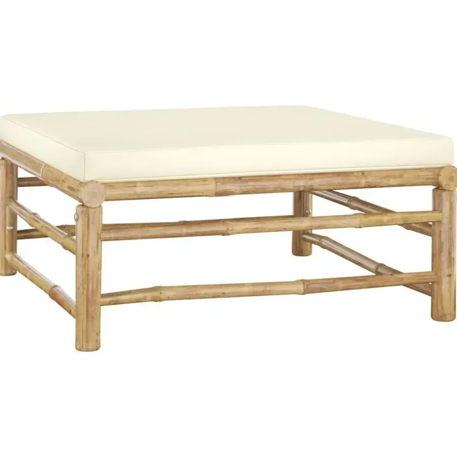 vidaXL - Tuinset - Wit - Bamboe - 4 stuks - Met kussens