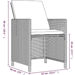 vidaXL - Tuinset - Zwart - Poly rattan - 5 stuks - Met kussens