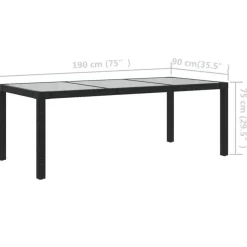 vidaXL - Tuinset - Zwart - Poly rattan - 7 stuks - Met kussens