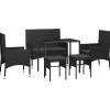 vidaXL - Tuinset - Zwart - Poly rattan - 6 stuks - Met kussens