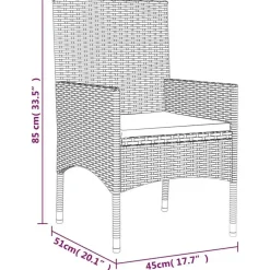 vidaXL - Tuinset - Zwart - Poly rattan - 6 stuks - Met kussens