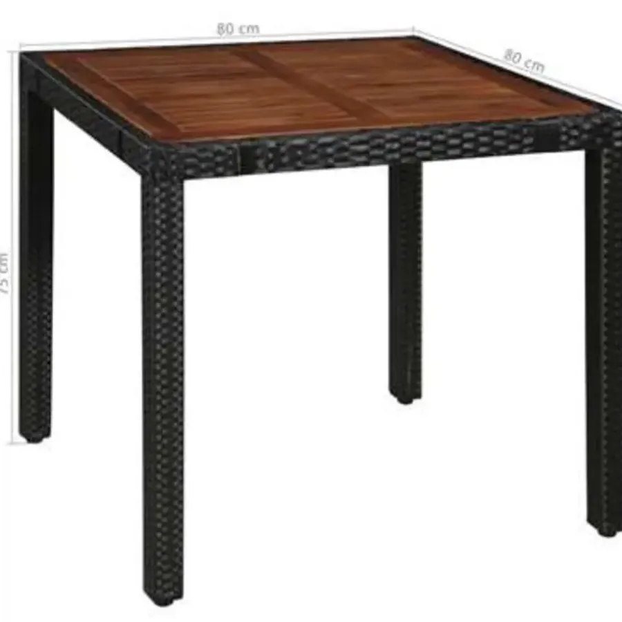 Tuinsets-vidaXL - Tuinset - Zwart - Poly rattan