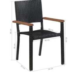 Tuinsets-vidaXL - Tuinset - Zwart - Poly rattan