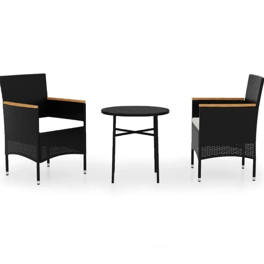vidaXL - Tuinset - Zwart - Poly rattan - 3 stuks