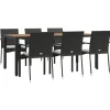 Tuinsets-vidaXL - Tuinset - Zwart - Poly rattan - 190 cm - 7 stuks - Met kussens