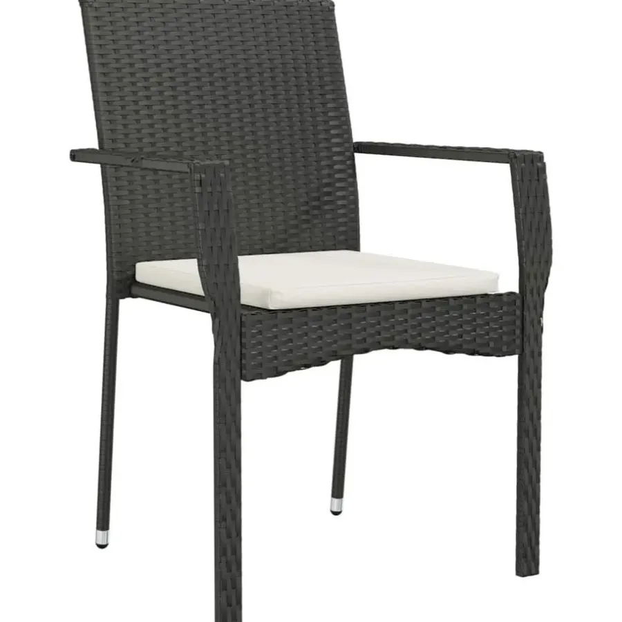 Tuinsets-vidaXL - Tuinset - Zwart - Poly rattan - 190 cm - 7 stuks - Met kussens