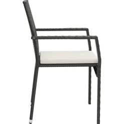 Tuinsets-vidaXL - Tuinset - Zwart - Poly rattan - 190 cm - 7 stuks - Met kussens