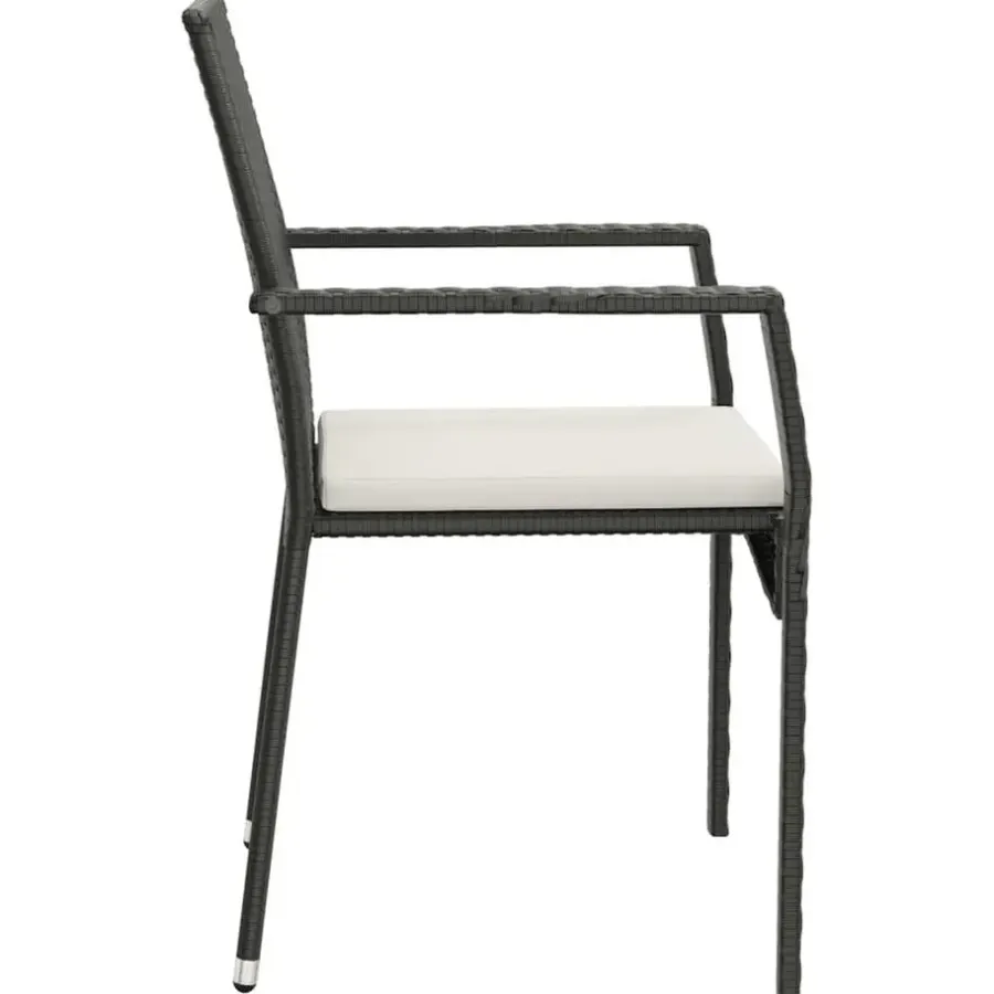Tuinsets-vidaXL - Tuinset - Zwart - Poly rattan - 190 cm - 7 stuks - Met kussens
