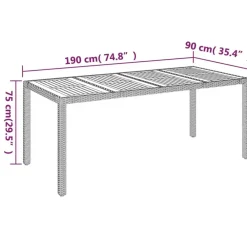 Tuinsets-vidaXL - Tuinset - Zwart - Poly rattan - 190 cm - 7 stuks - Met kussens