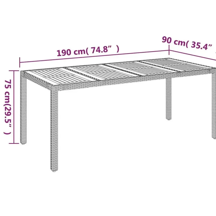 Tuinsets-vidaXL - Tuinset - Zwart - Poly rattan - 190 cm - 7 stuks - Met kussens