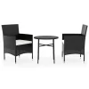 Bistro- & Balkonsets-vidaXL - Tuinset - Zwart - Poly rattan - 3 stuks