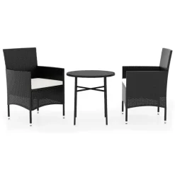 Bistro- & Balkonsets-vidaXL - Tuinset - Zwart - Poly rattan - 3 stuks