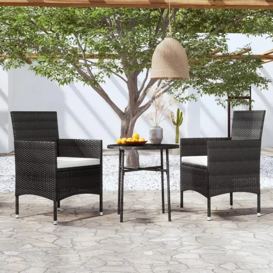 Bistro- & Balkonsets-vidaXL - Tuinset - Zwart - Poly rattan - 3 stuks