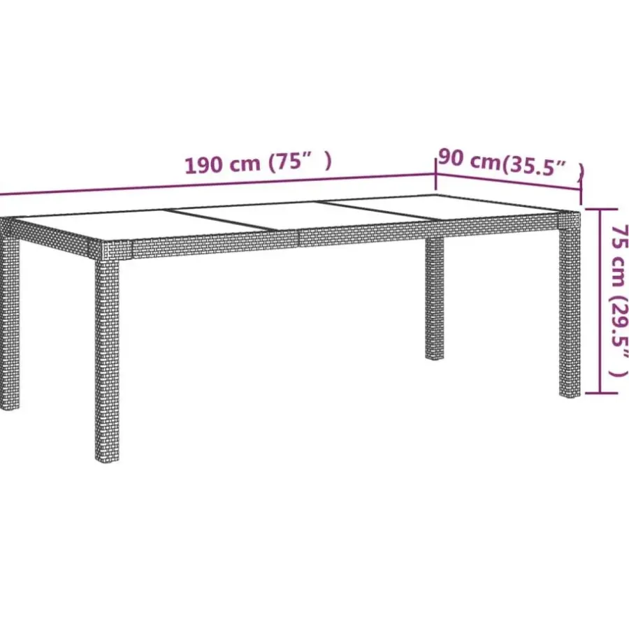 Tuinsets-vidaXL - Tuinset - Zwart - Poly rattan - 190 cm tafellengte