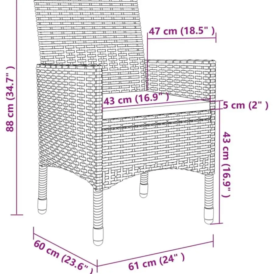 Tuinsets-vidaXL - Tuinset - Zwart - Poly rattan - 190 cm tafellengte