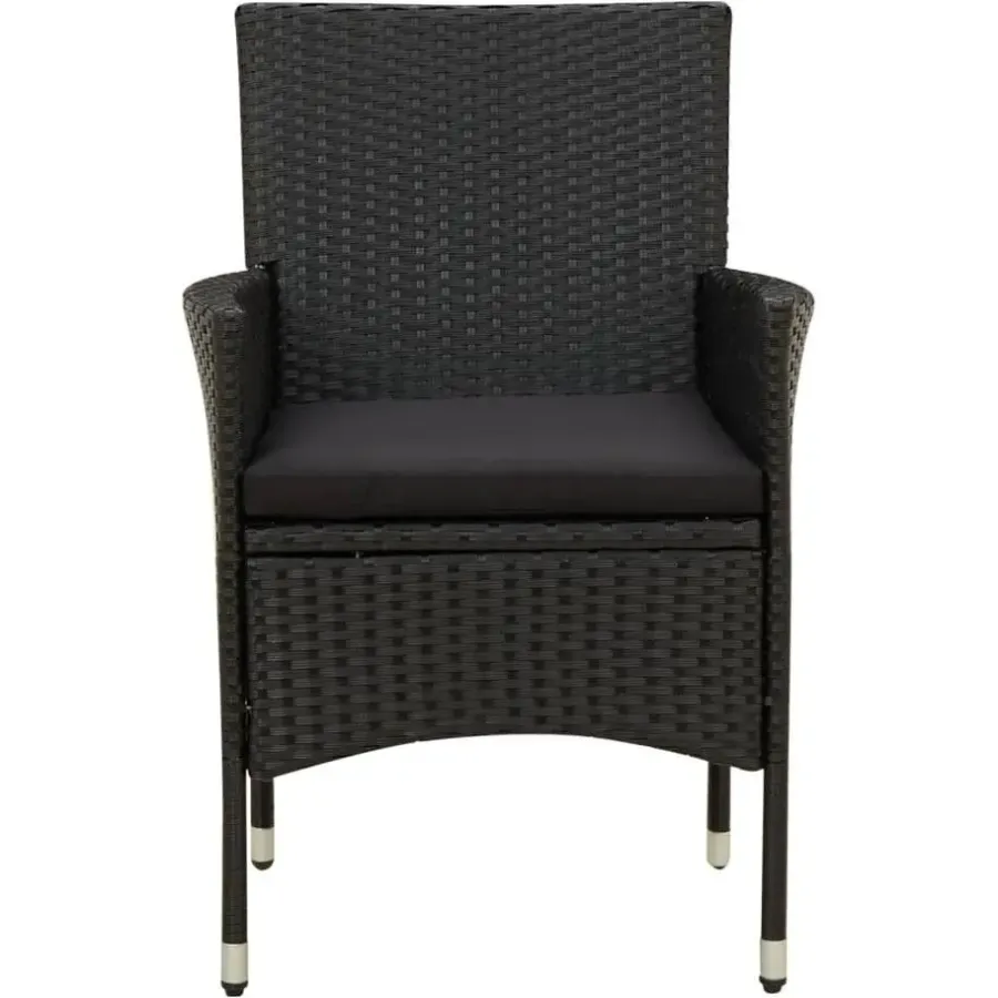 Tuinsets-vidaXL - Tuinset - Zwart - Poly rattan - 190 cm tafellengte