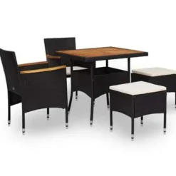 Tuinsets-vidaXL - Tuinset - Zwart - Rattan