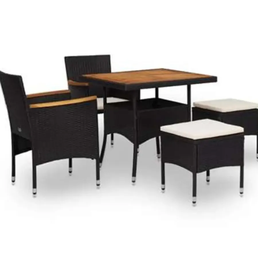 Tuinsets-vidaXL - Tuinset - Zwart - Rattan