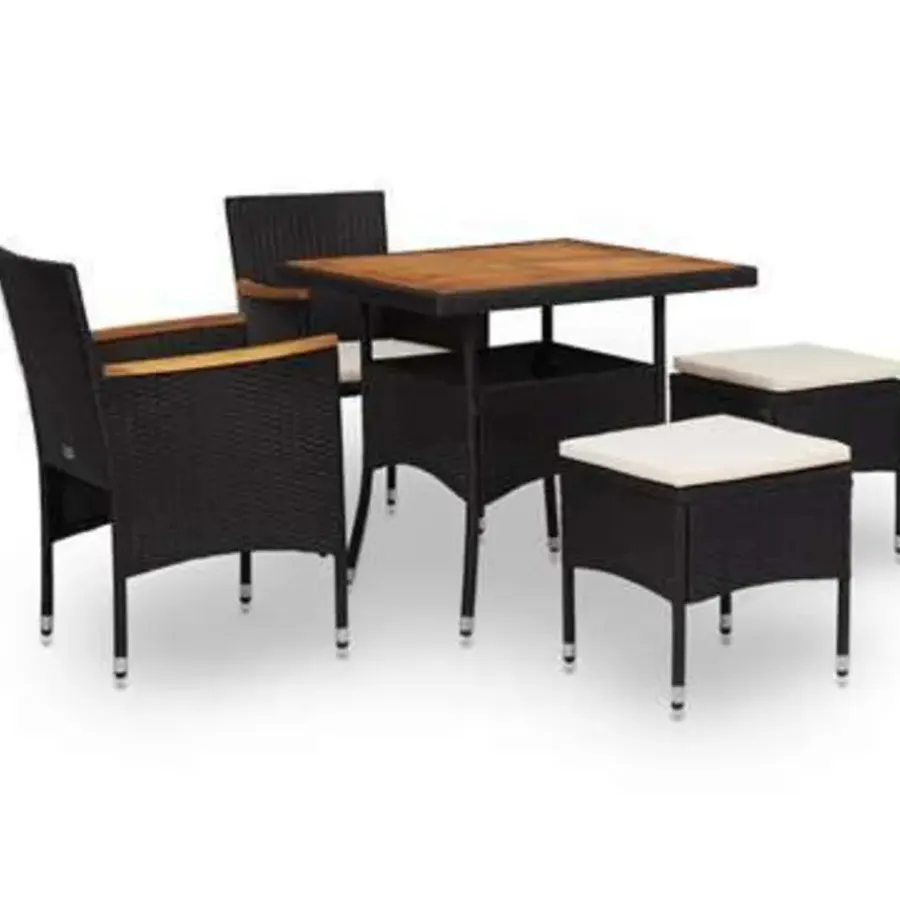 Tuinsets-vidaXL - Tuinset - Zwart - Rattan