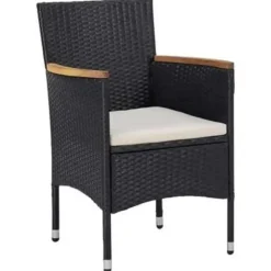Tuinsets-vidaXL - Tuinset - Zwart - Rattan
