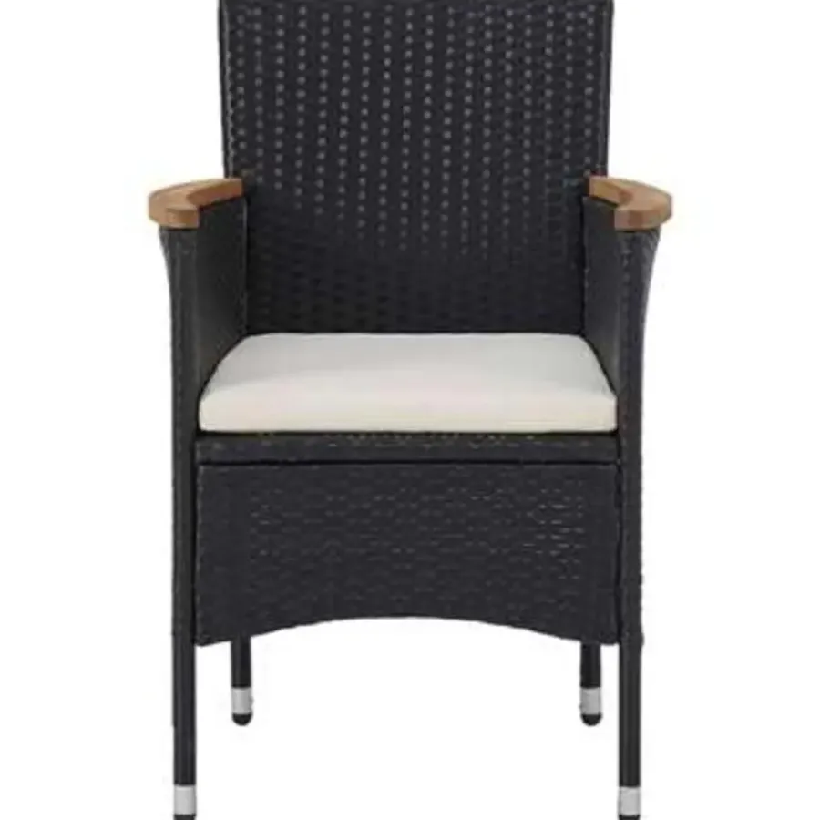 Tuinsets-vidaXL - Tuinset - Zwart - Rattan