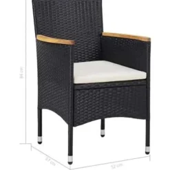 Tuinsets-vidaXL - Tuinset - Zwart - Rattan
