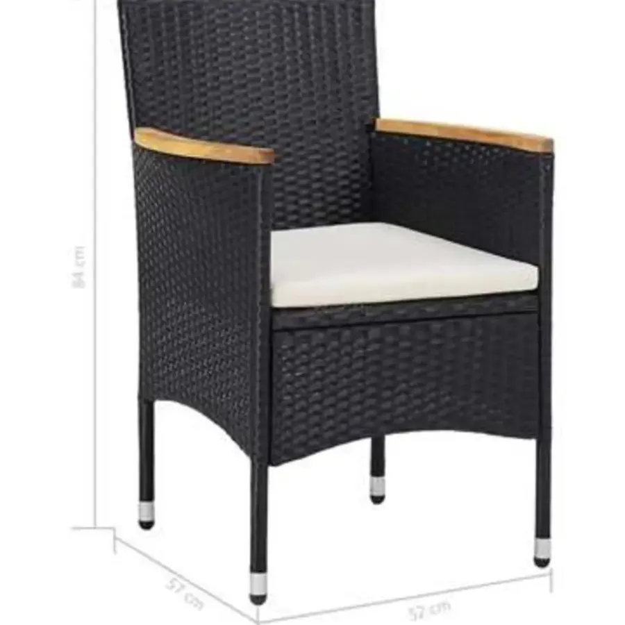 Tuinsets-vidaXL - Tuinset - Zwart - Rattan