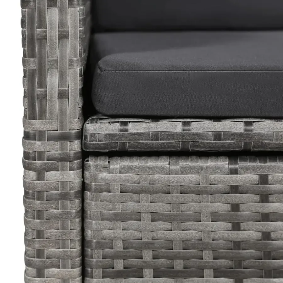 vidaXL - Tuinset grijs - 4 verstelbaar stoelen & 150x90 cm tafel - Poly rattan
